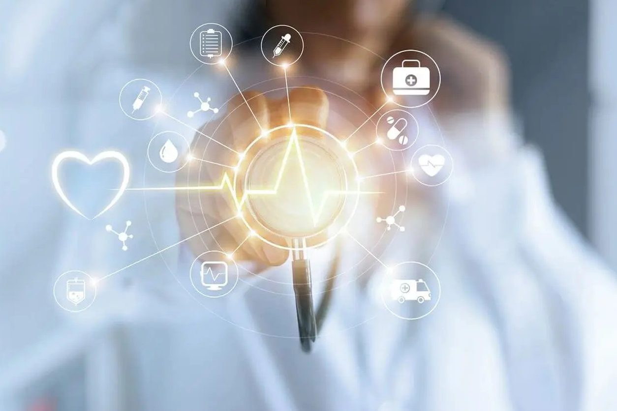 A woman is searching for a doctor, medicine and ambulance options