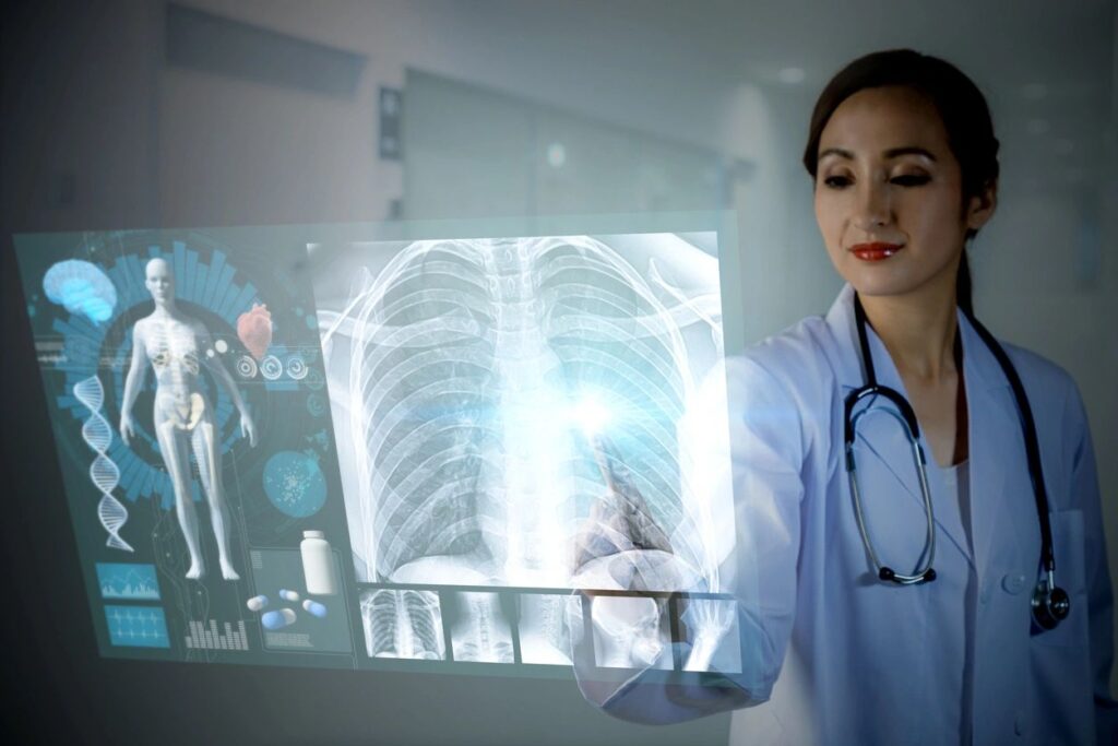 female doctor examining body